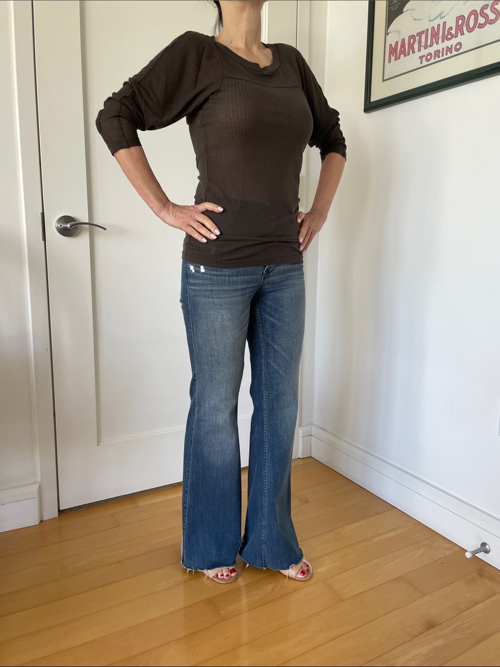 Marc by Marc Jacobs Brown Ribbed Long Sleeve Tee